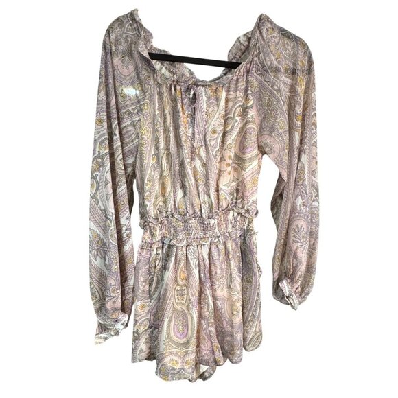 Revolve Line & Dot Boho Paisley Long Sleeve Gianna Romper Pockets MSRP $148 - Picture 4 of 11
